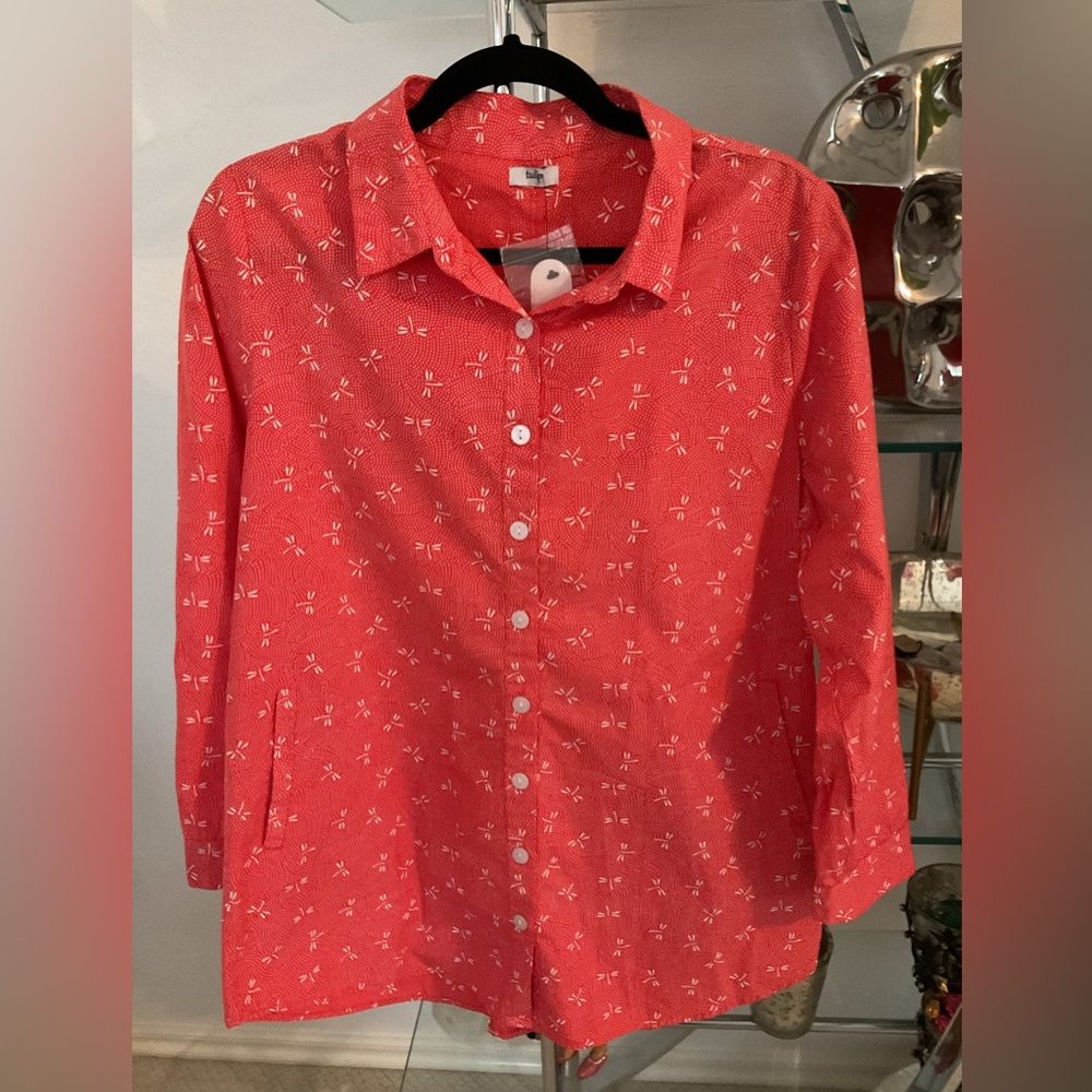 Women's bright coral Button Down Shirt NWT